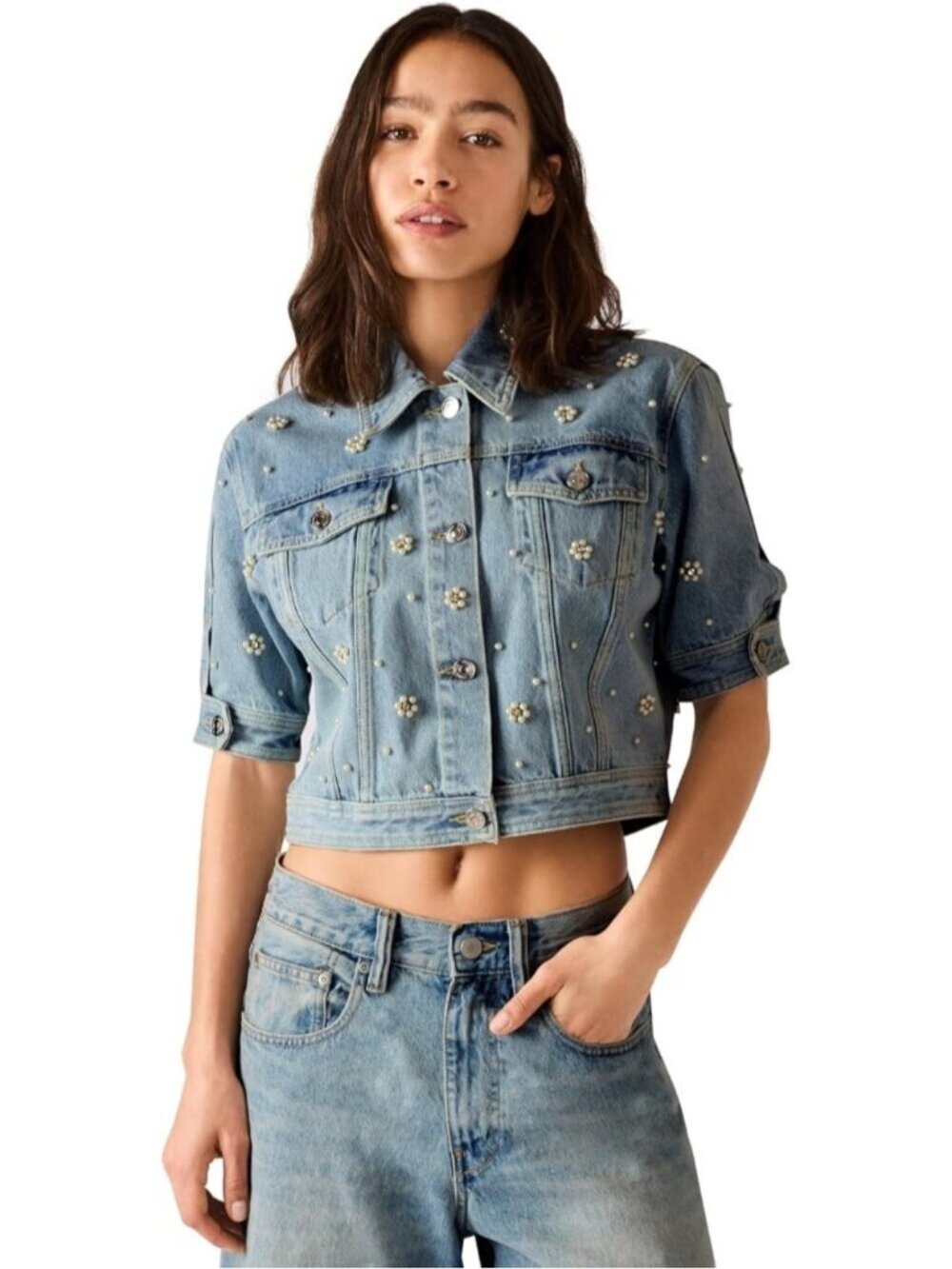 Women's Coastal 100% Cotton Short Sleeve Imported Cotton SOLID Blu Jacket